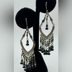 Silpada Vintage RARE HTF Sterling Hematite Black Seed Bead Chandelier Earrings